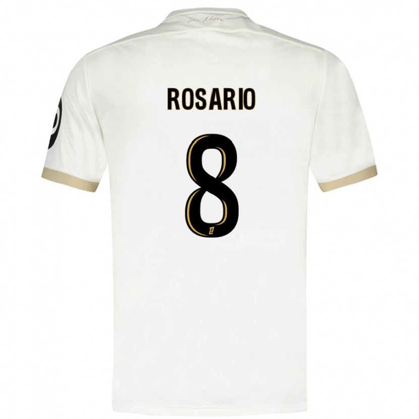 Danxen Homme Maillot Pablo Rosario #8 Blanc Doré Tenues Extérieur 2024/25 T-Shirt