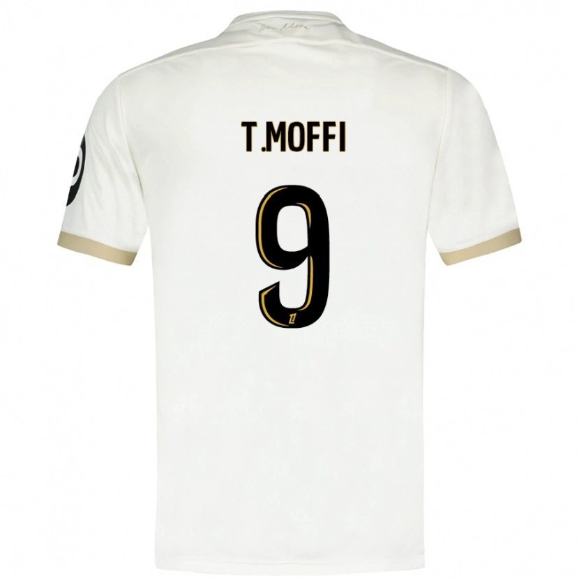 Danxen Homme Maillot Terem Moffi #9 Blanc Doré Tenues Extérieur 2024/25 T-Shirt