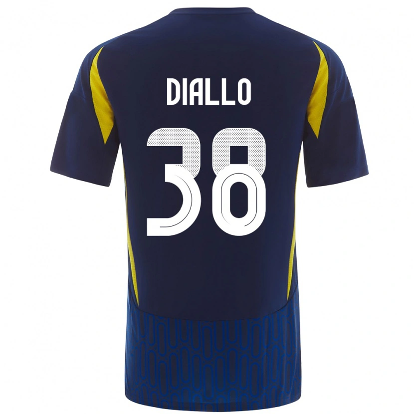 Danxen Homme Maillot Aminata Diallo #38 Bleu Jaune Tenues Extérieur 2024/25 T-Shirt