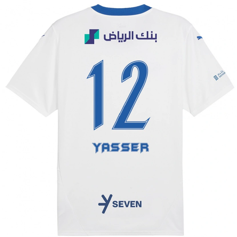 Danxen Homme Maillot Yasser Al-Shahrani #12 Blanc Bleu Tenues Extérieur 2024/25 T-Shirt
