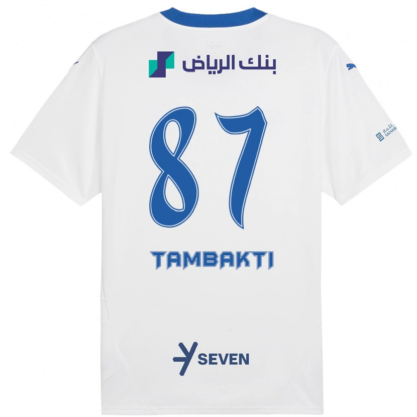 Danxen Homme Maillot Hassan Tambakti #87 Blanc Bleu Tenues Extérieur 2024/25 T-Shirt