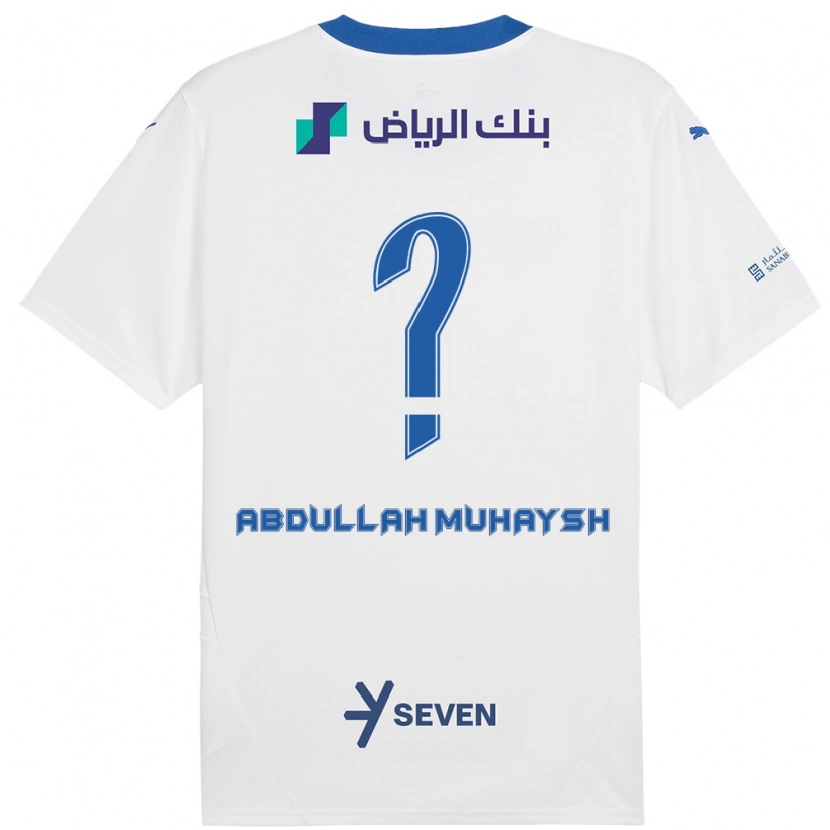 Danxen Homme Maillot Mohammed Abdullah Muhaysh #0 Blanc Bleu Tenues Extérieur 2024/25 T-Shirt