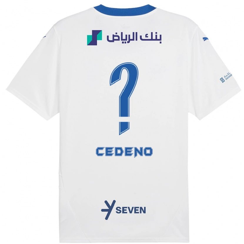 Danxen Homme Maillot Lineth Cedeño #0 Blanc Bleu Tenues Extérieur 2024/25 T-Shirt