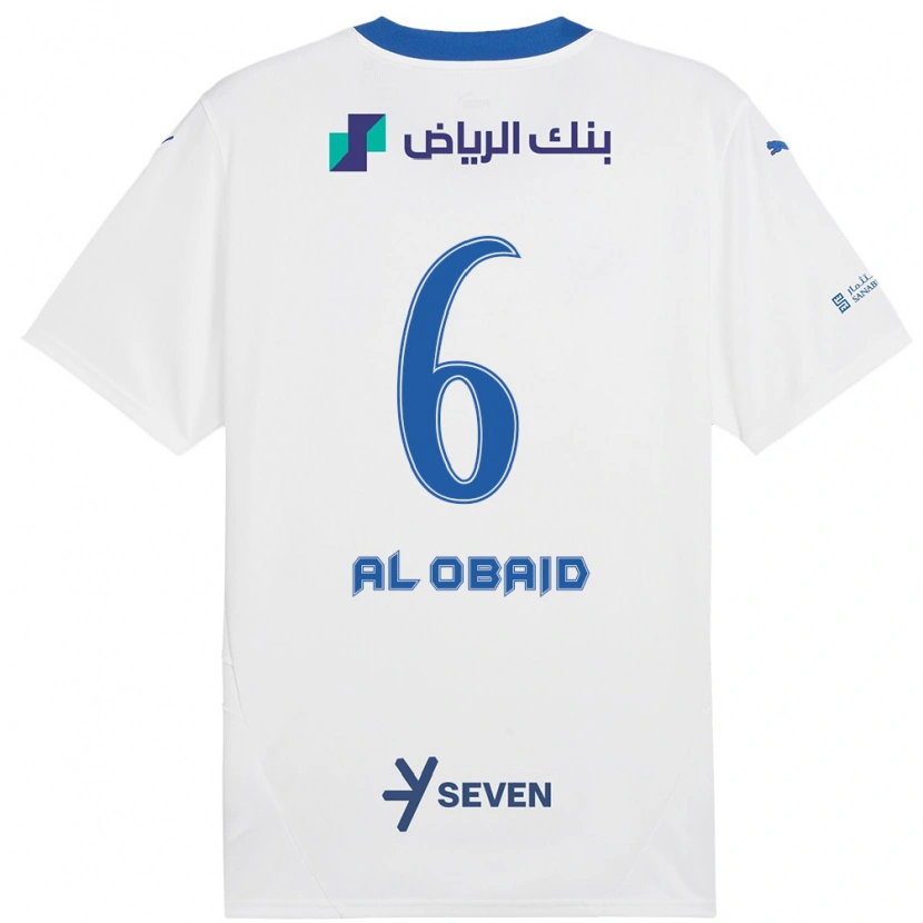 Danxen Homme Maillot Lulu Al-Obaid #6 Blanc Bleu Tenues Extérieur 2024/25 T-Shirt