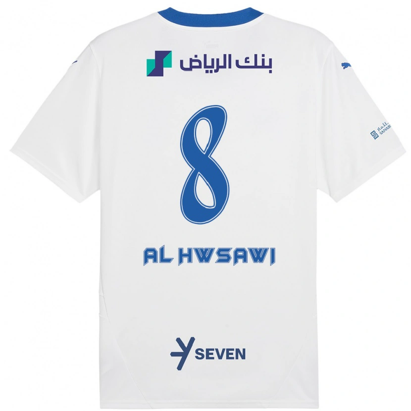 Danxen Homme Maillot Al Bandari Al-Hwsawi #8 Blanc Bleu Tenues Extérieur 2024/25 T-Shirt