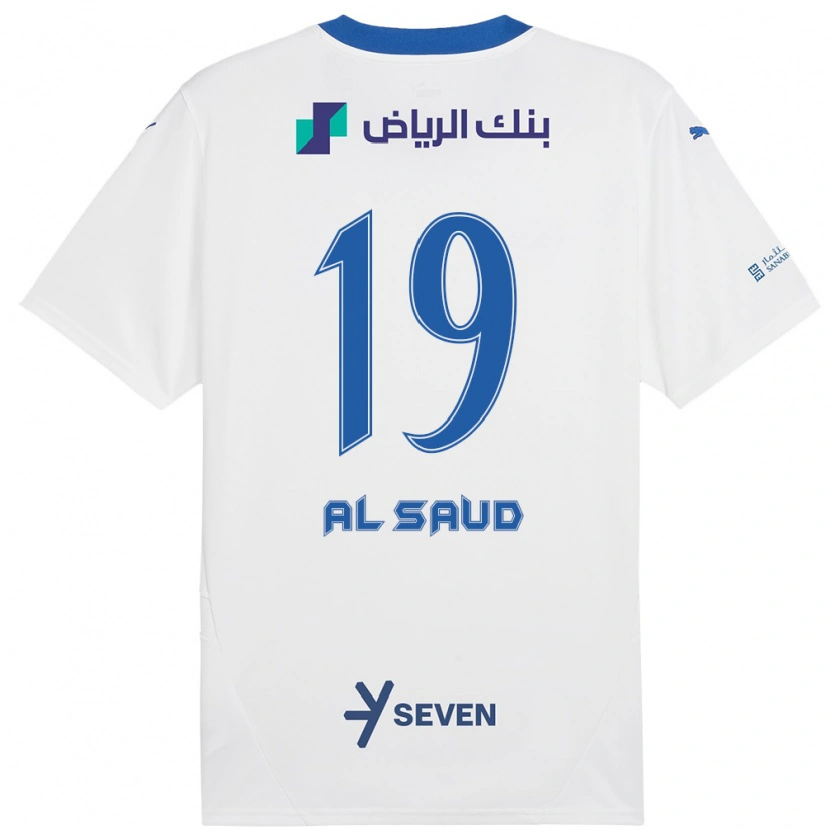 Danxen Homme Maillot Manal Al Saud #19 Blanc Bleu Tenues Extérieur 2024/25 T-Shirt