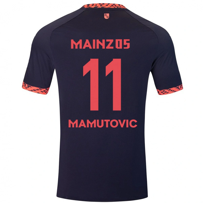 Danxen Homme Maillot David Mamutovic #11 Bleu Corail Rouge Tenues Extérieur 2024/25 T-Shirt