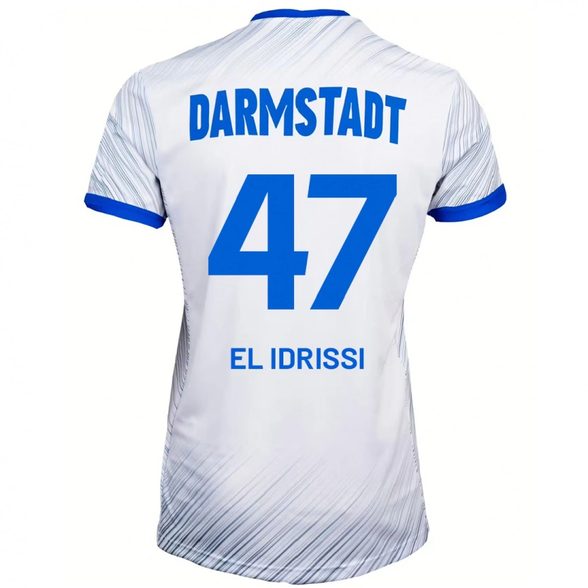 Danxen Homme Maillot Othmane El Idrissi #47 Blanc Bleu Tenues Extérieur 2024/25 T-Shirt