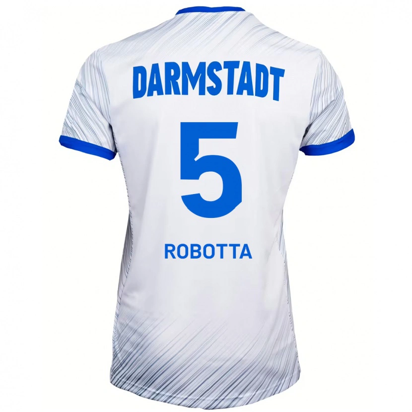 Danxen Homme Maillot Maurizio Robotta #5 Blanc Bleu Tenues Extérieur 2024/25 T-Shirt