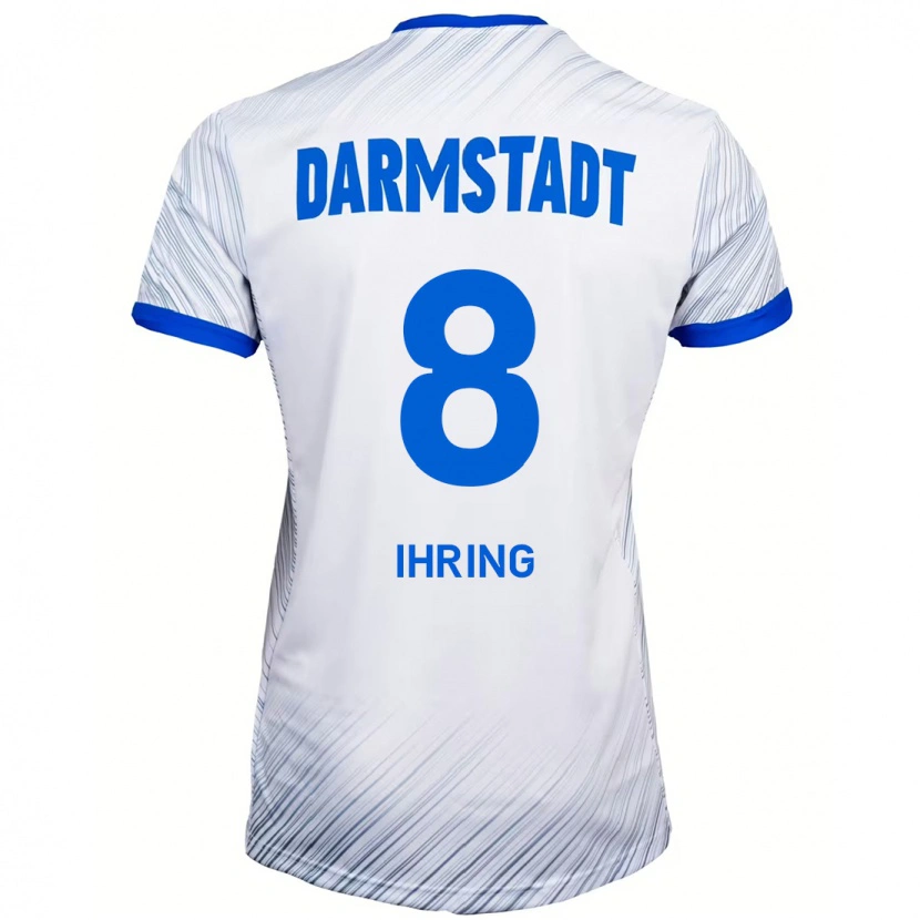 Danxen Homme Maillot Janis Ihring #8 Blanc Bleu Tenues Extérieur 2024/25 T-Shirt