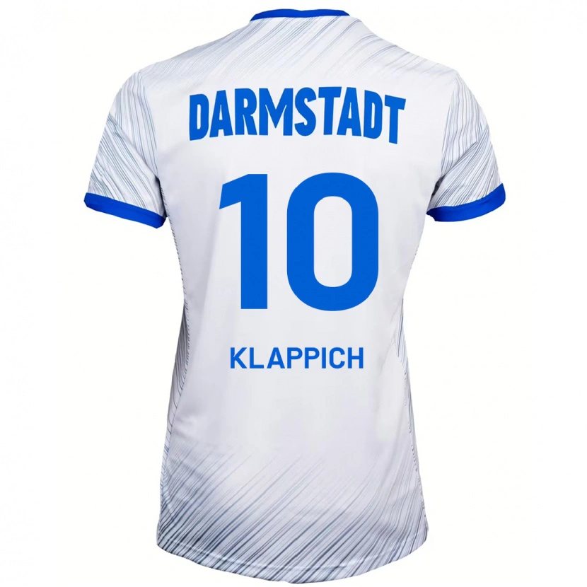 Danxen Homme Maillot Luis Klappich #10 Blanc Bleu Tenues Extérieur 2024/25 T-Shirt