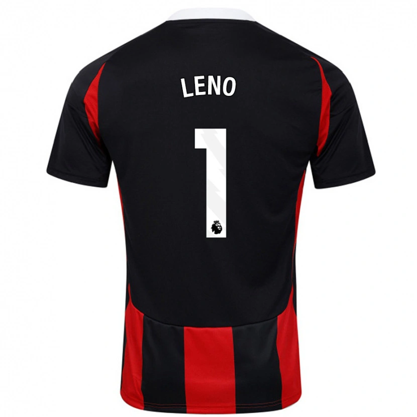 Danxen Homme Maillot Bernd Leno #1 Noir Rouge Tenues Extérieur 2024/25 T-Shirt