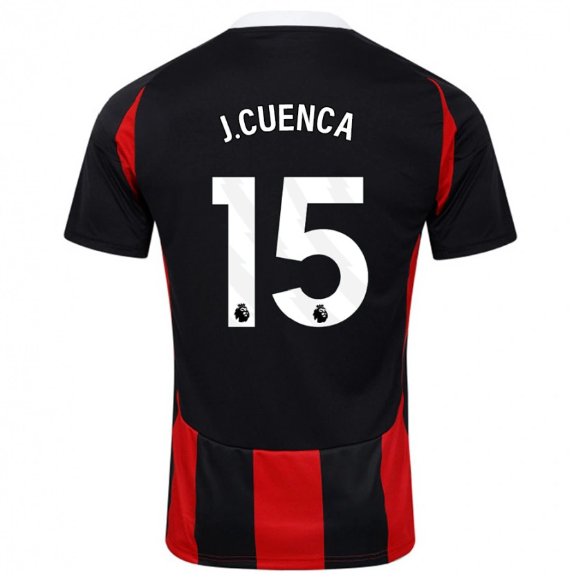Danxen Homme Maillot Jorge Cuenca #15 Noir Rouge Tenues Extérieur 2024/25 T-Shirt