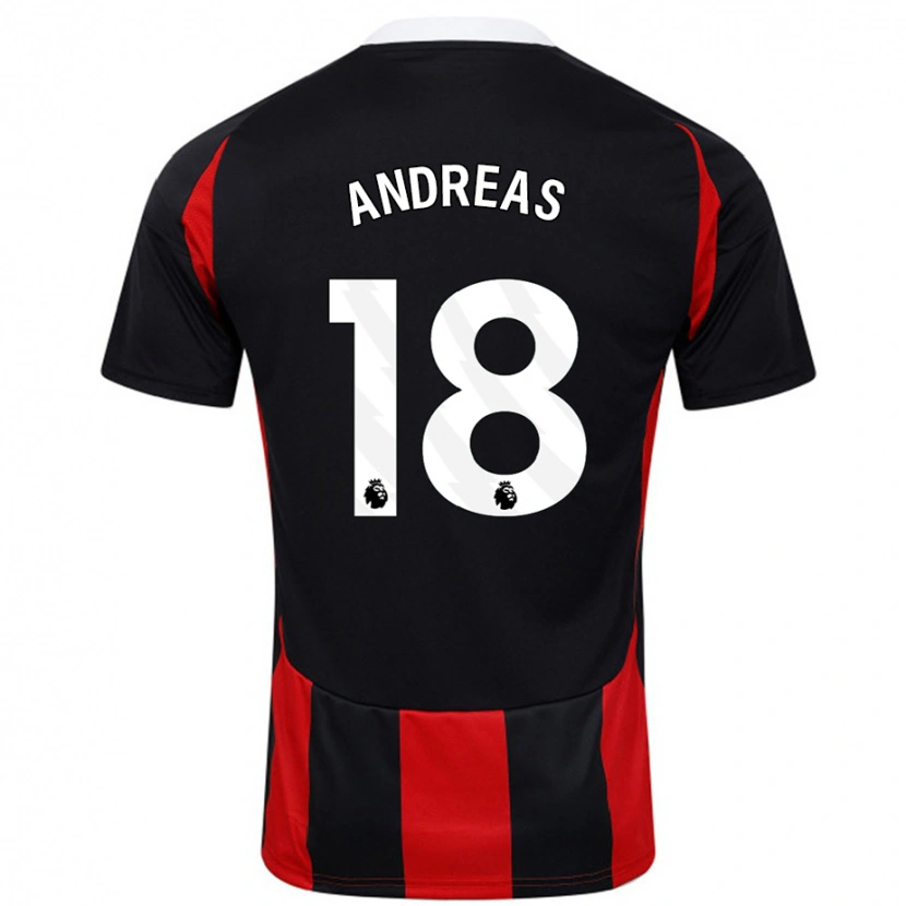 Danxen Homme Maillot Andreas Pereira #18 Noir Rouge Tenues Extérieur 2024/25 T-Shirt
