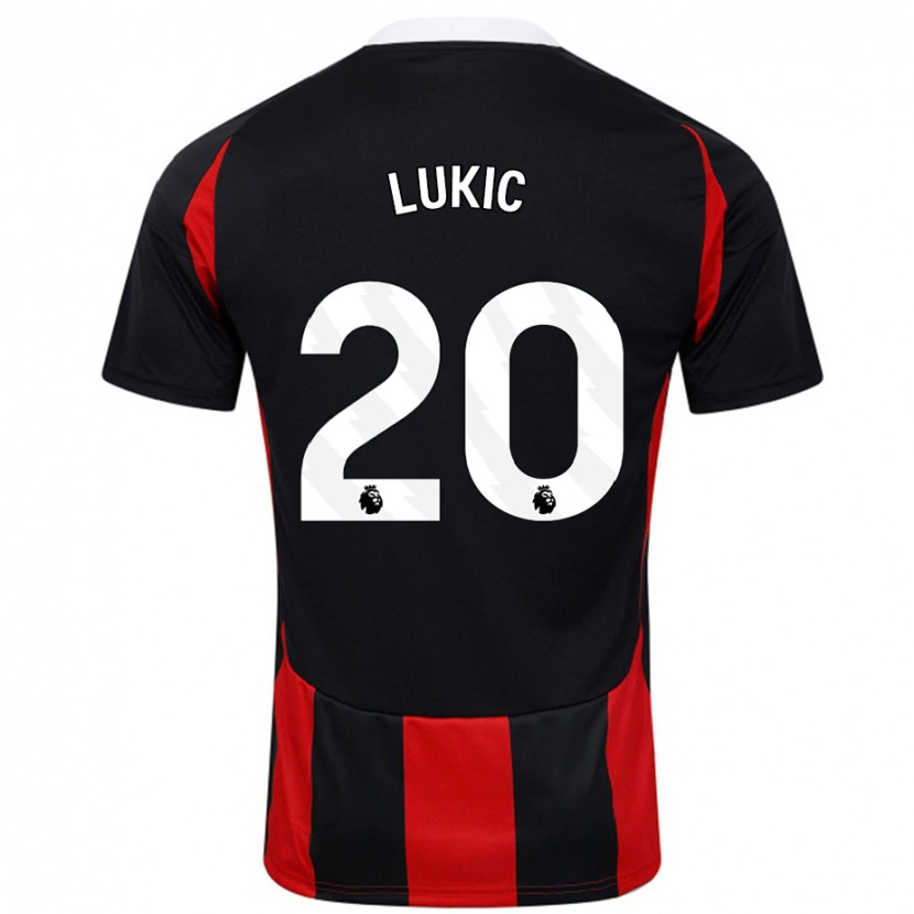 Danxen Homme Maillot Saša Lukić #20 Noir Rouge Tenues Extérieur 2024/25 T-Shirt