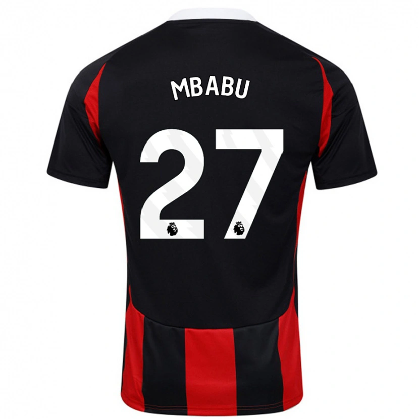 Danxen Homme Maillot Kevin Mbabu #27 Noir Rouge Tenues Extérieur 2024/25 T-Shirt