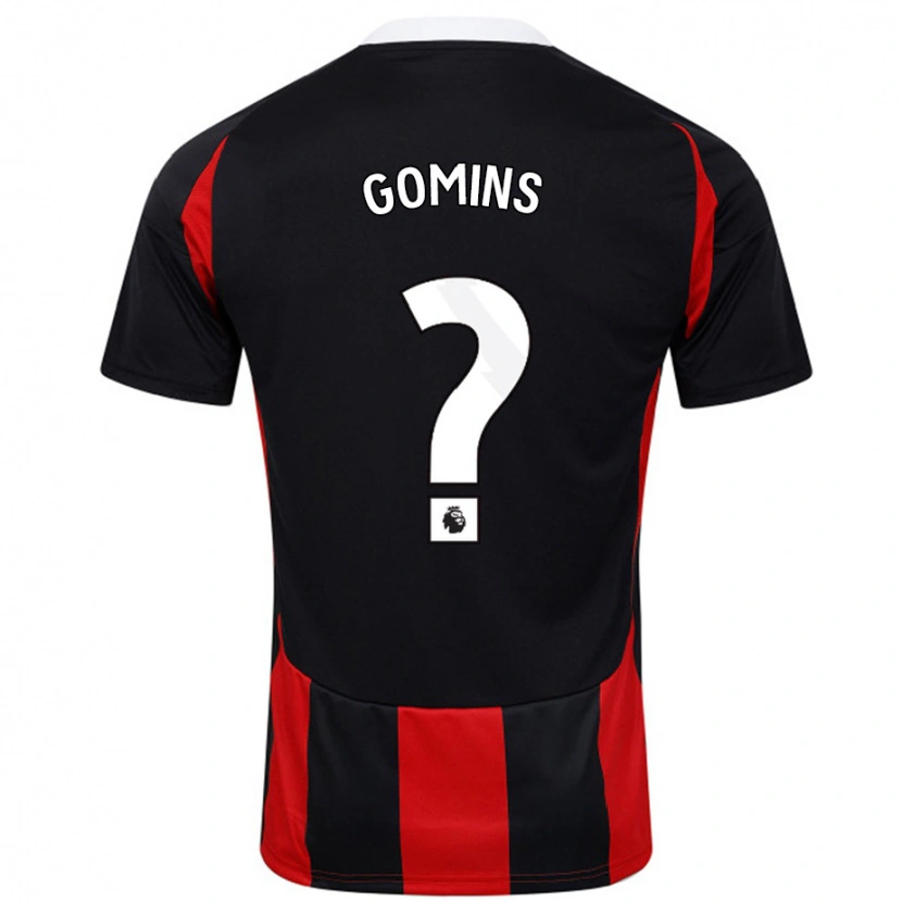 Danxen Homme Maillot Markuss Gomins #0 Noir Rouge Tenues Extérieur 2024/25 T-Shirt