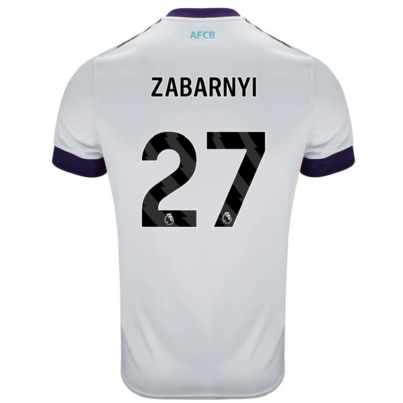 Danxen Homme Maillot Ilya Zabarnyi #27 Blanc Vert Violet Tenues Extérieur 2024/25 T-Shirt