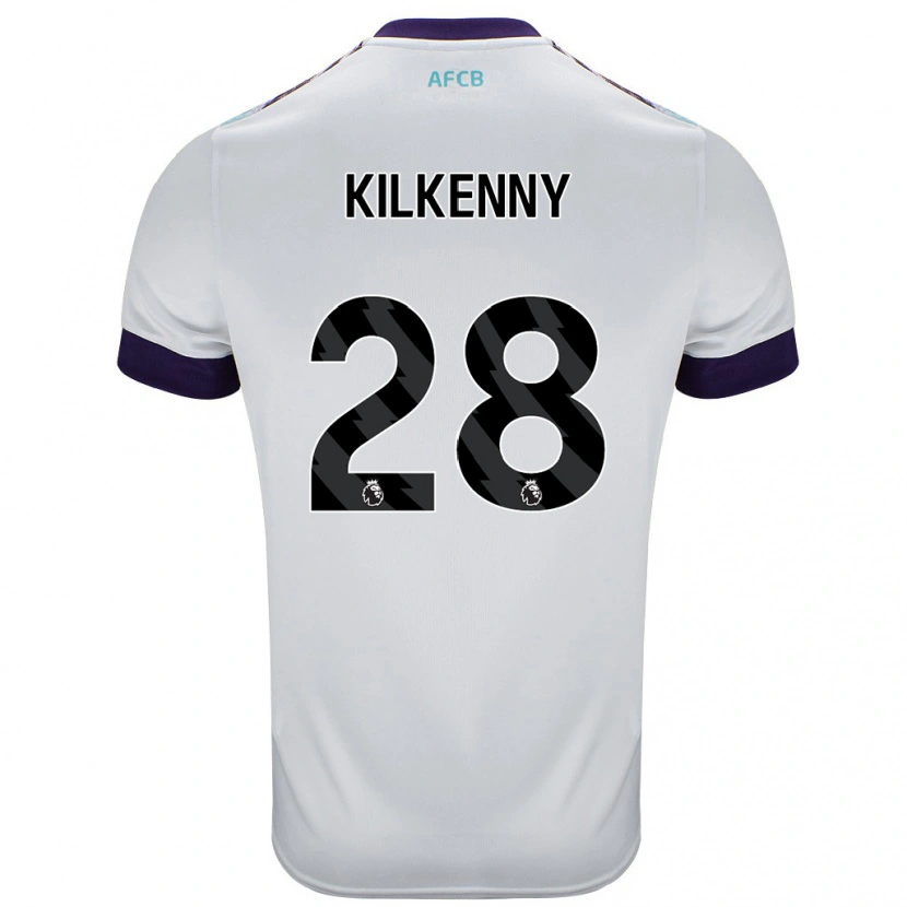 Danxen Homme Maillot Gavin Kilkenny #28 Blanc Vert Violet Tenues Extérieur 2024/25 T-Shirt