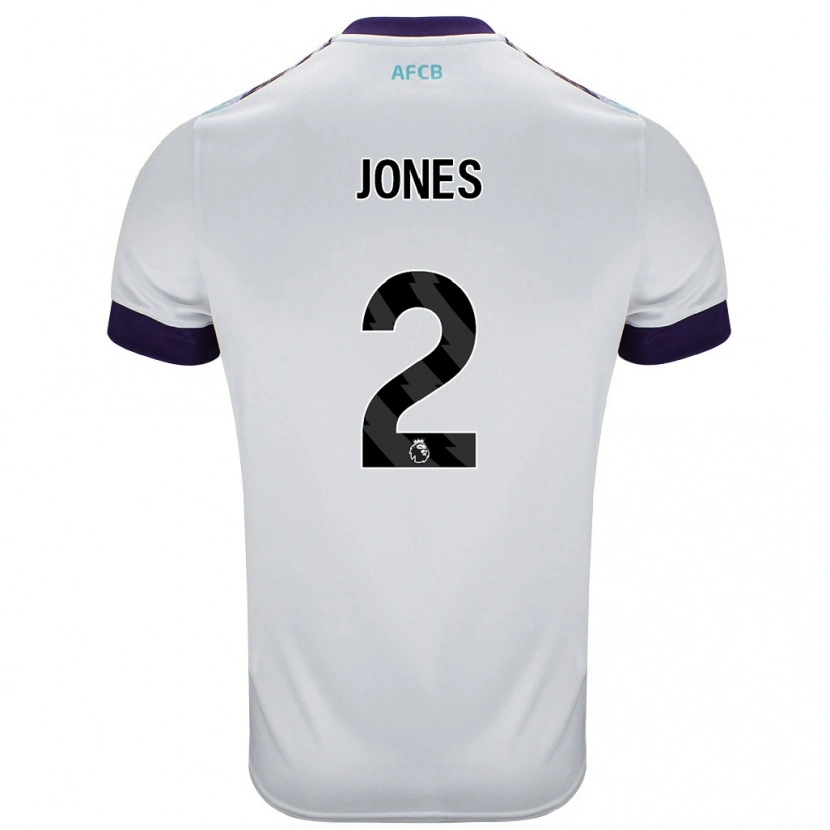 Danxen Homme Maillot Abby Jones #2 Blanc Vert Violet Tenues Extérieur 2024/25 T-Shirt