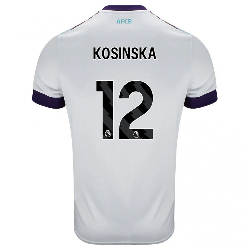 Danxen Homme Maillot Daniela Kosinska #12 Blanc Vert Violet Tenues Extérieur 2024/25 T-Shirt