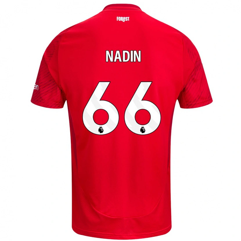 Danxen Femme Maillot Jack Nadin #66 Rouge Blanc Tenues Domicile 2024/25 T-Shirt