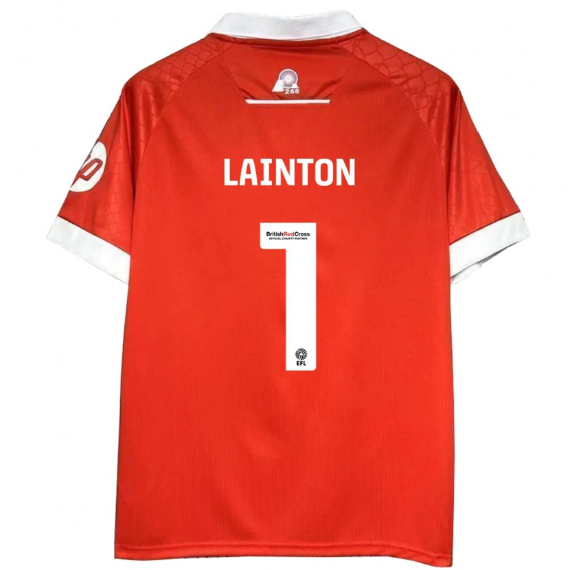 Danxen Femme Maillot Rob Lainton #1 Rouge Blanc Tenues Domicile 2024/25 T-Shirt
