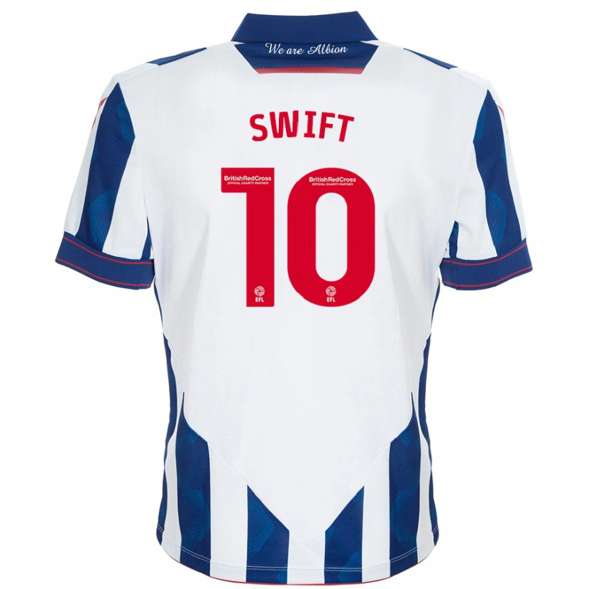 Danxen Femme Maillot John Swift #10 Blanc Bleu Foncé Tenues Domicile 2024/25 T-Shirt