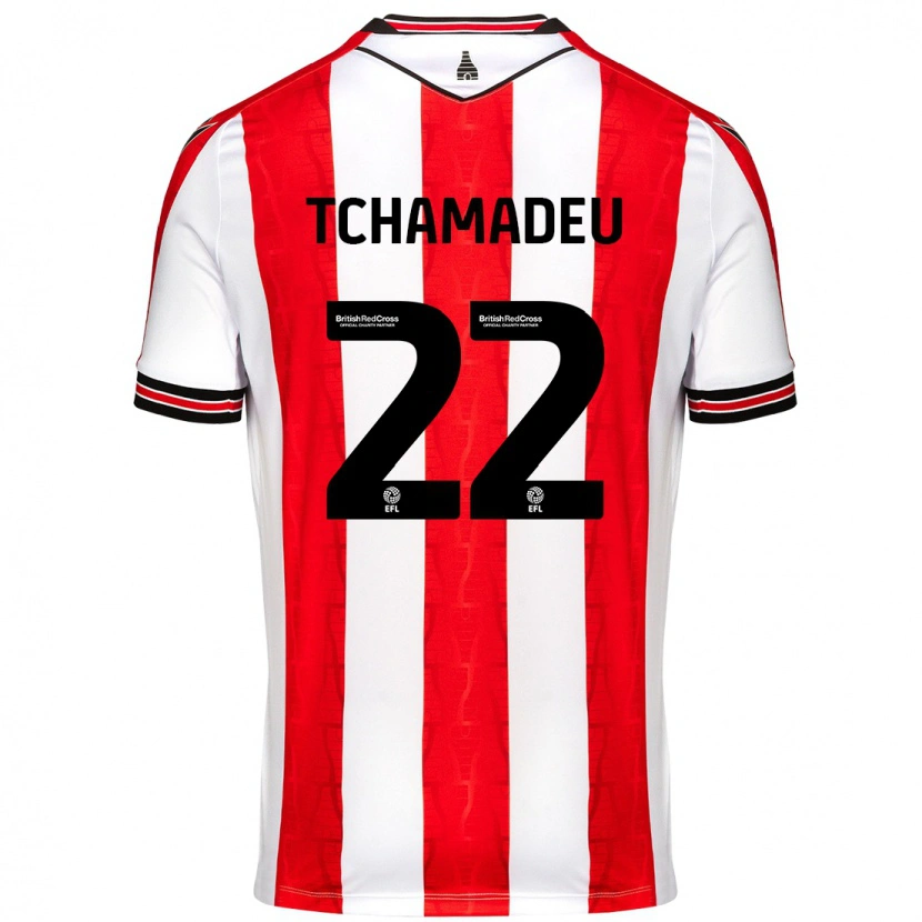 Danxen Femme Maillot Junior Tchamadeu #22 Rouge Blanc Tenues Domicile 2024/25 T-Shirt