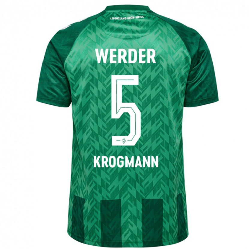 Danxen Femme Maillot Avid Krogmann #5 Vert Tenues Domicile 2024/25 T-Shirt