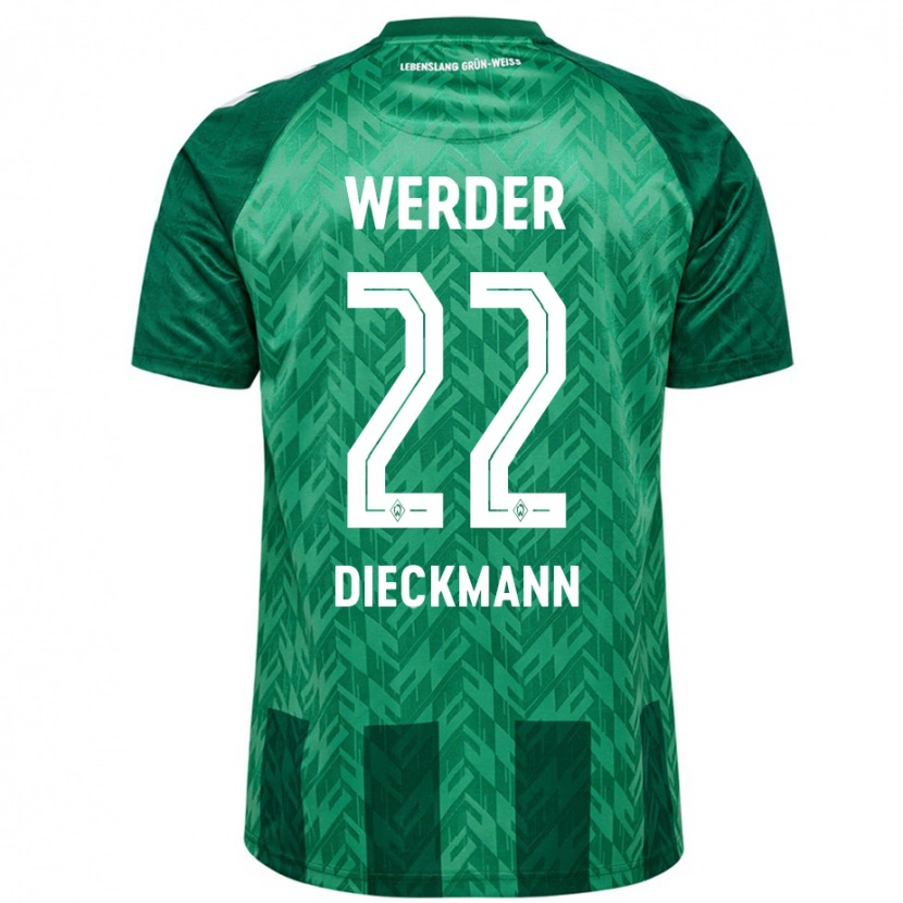 Danxen Femme Maillot Rieke Dieckmann #22 Vert Tenues Domicile 2024/25 T-Shirt