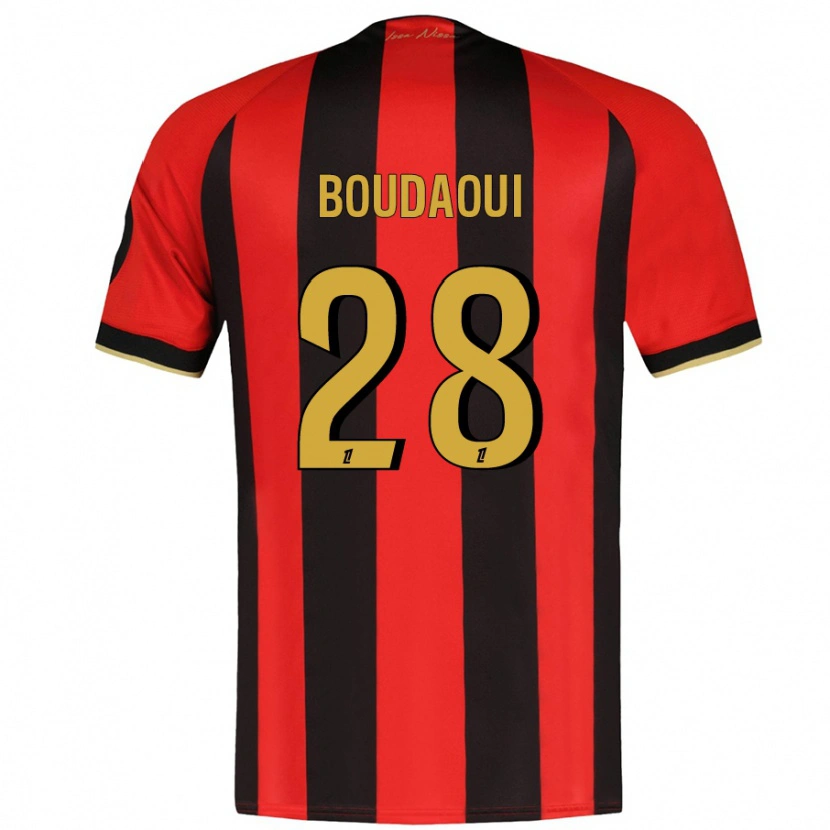 Danxen Femme Maillot Hicham Boudaoui #28 Rouge Noir Tenues Domicile 2024/25 T-Shirt