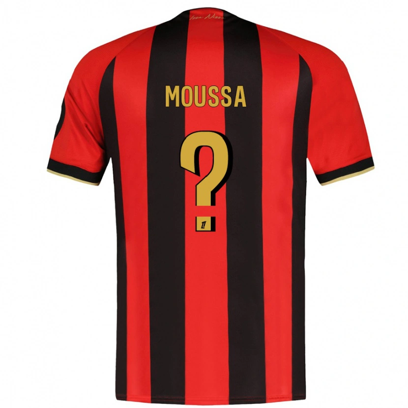 Danxen Femme Maillot Mounir Moussa #0 Rouge Noir Tenues Domicile 2024/25 T-Shirt