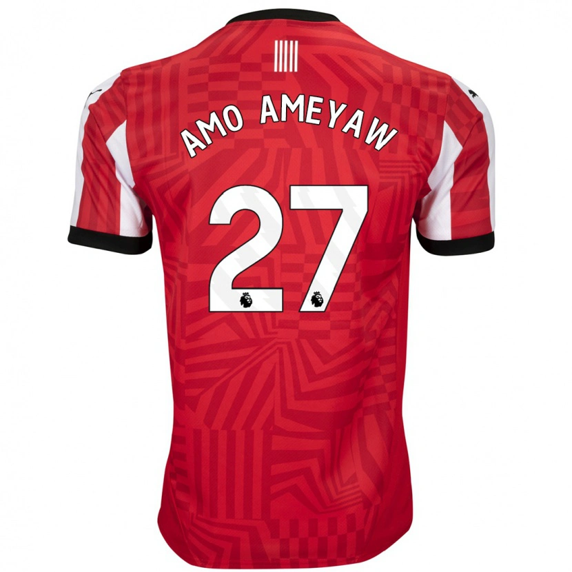 Danxen Femme Maillot Samuel Amo-Ameyaw #27 Rouge Blanc Tenues Domicile 2024/25 T-Shirt