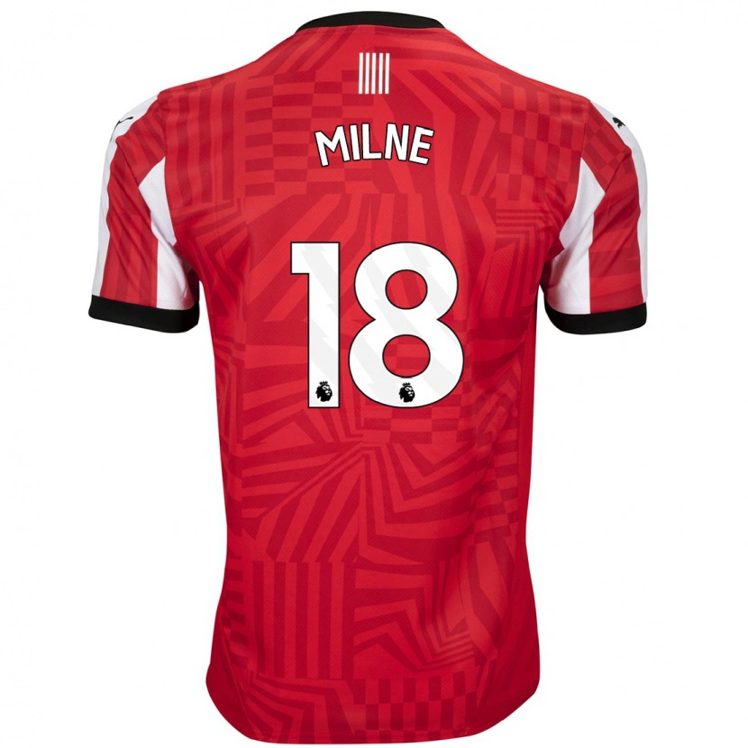 Danxen Femme Maillot Izzy Milne #18 Rouge Blanc Tenues Domicile 2024/25 T-Shirt
