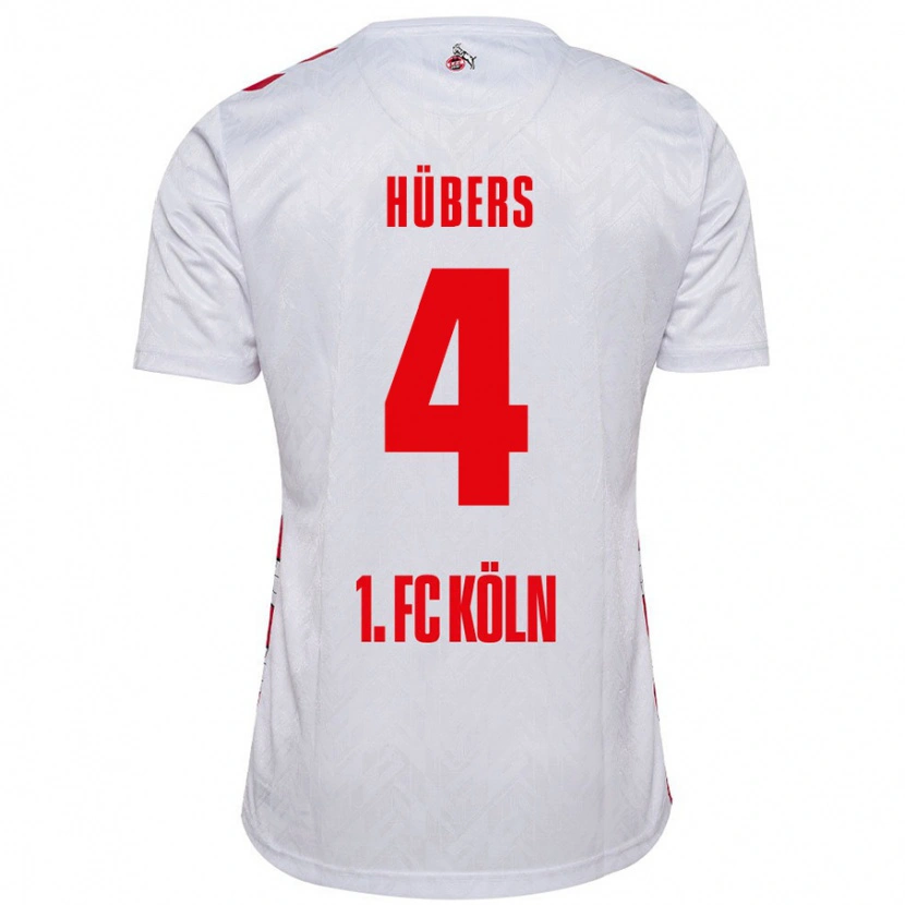 Danxen Femme Maillot Timo Hübers #4 Blanc Rouge Tenues Domicile 2024/25 T-Shirt