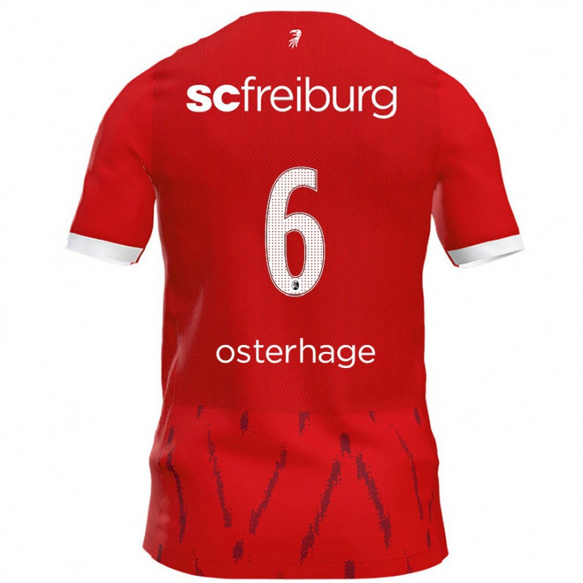 Danxen Femme Maillot Patrick Osterhage #6 Rouge Tenues Domicile 2024/25 T-Shirt