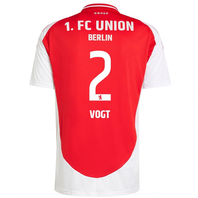 Danxen Femme Maillot Kevin Vogt #2 Rouge Blanc Tenues Domicile 2024/25 T-Shirt