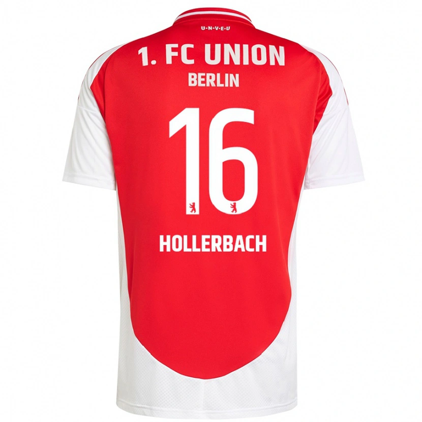 Danxen Femme Maillot Benedict Hollerbach #16 Rouge Blanc Tenues Domicile 2024/25 T-Shirt