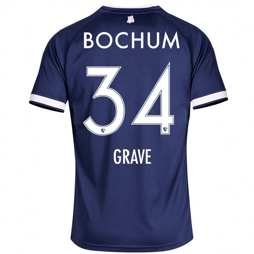 Danxen Femme Maillot Paul Grave #34 Bleu Foncé Tenues Domicile 2024/25 T-Shirt