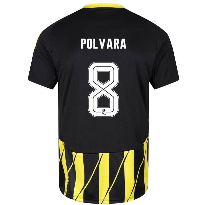 Danxen Femme Maillot Dante Polvara #8 Noir Jaune Tenues Extérieur 2024/25 T-Shirt