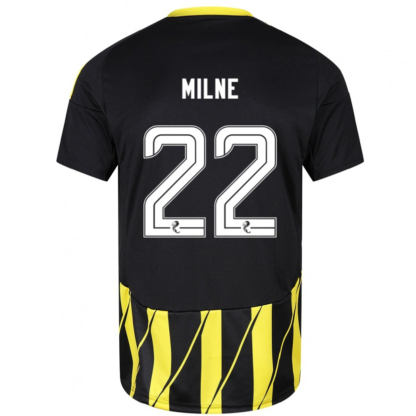 Danxen Femme Maillot Jack Milne #22 Noir Jaune Tenues Extérieur 2024/25 T-Shirt