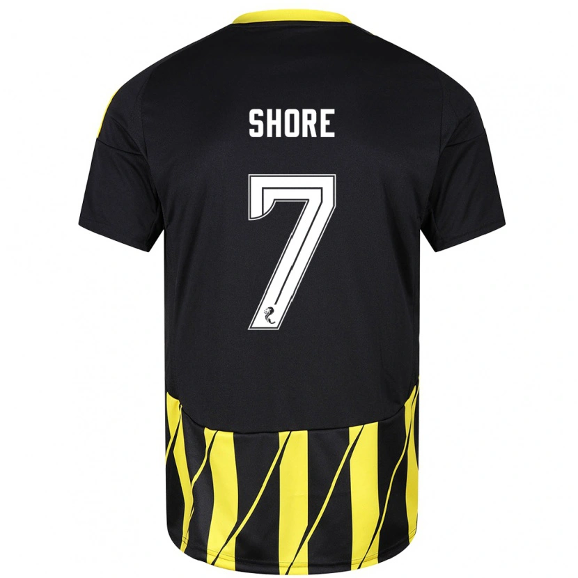 Danxen Femme Maillot Eilidh Shore #7 Noir Jaune Tenues Extérieur 2024/25 T-Shirt