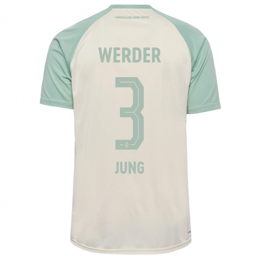 Danxen Femme Maillot Anthony Jung #3 Blanc Cassé Vert Clair Tenues Extérieur 2024/25 T-Shirt