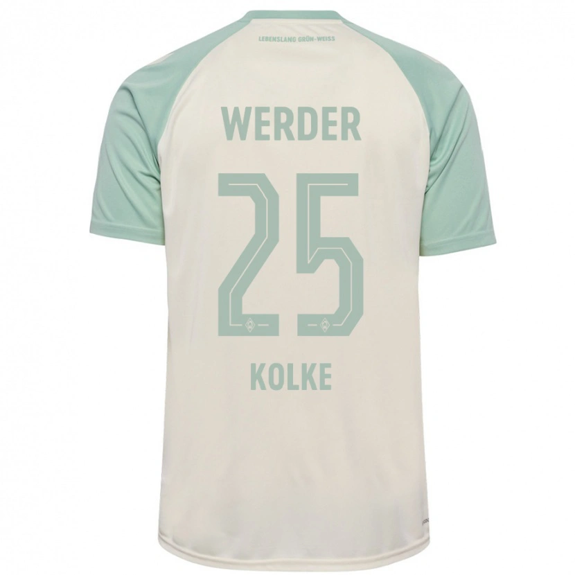 Danxen Femme Maillot Markus Kolke #25 Blanc Cassé Vert Clair Tenues Extérieur 2024/25 T-Shirt