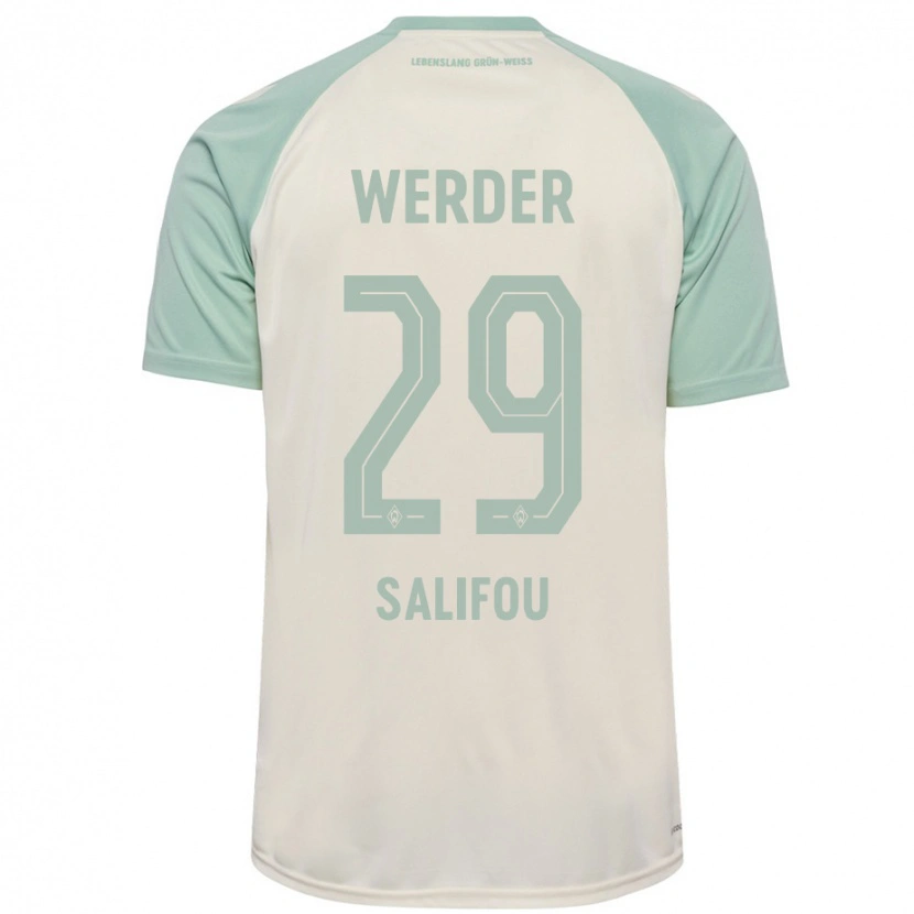 Danxen Femme Maillot Dikeni Salifou #29 Blanc Cassé Vert Clair Tenues Extérieur 2024/25 T-Shirt