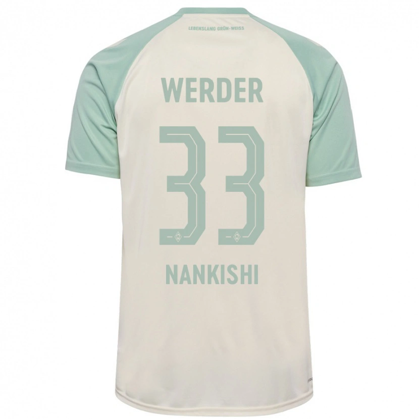 Danxen Femme Maillot Abdenego Nankishi #33 Blanc Cassé Vert Clair Tenues Extérieur 2024/25 T-Shirt