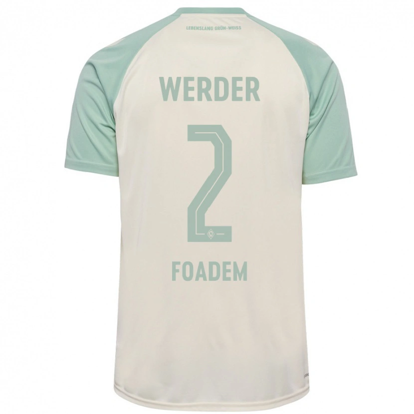 Danxen Femme Maillot Yann Tchouambou #2 Blanc Cassé Vert Clair Tenues Extérieur 2024/25 T-Shirt