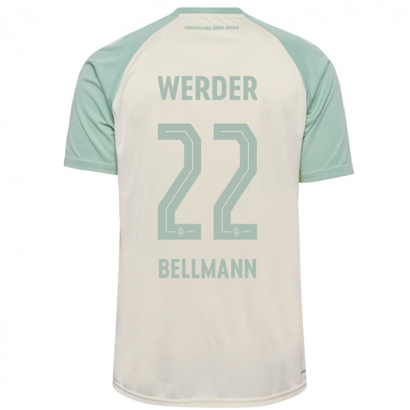 Danxen Femme Maillot Paul Bellmann #22 Blanc Cassé Vert Clair Tenues Extérieur 2024/25 T-Shirt