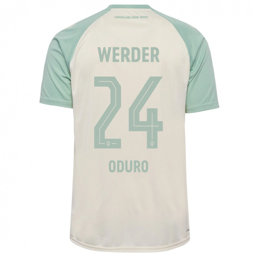 Danxen Femme Maillot Ricardo Oduro #24 Blanc Cassé Vert Clair Tenues Extérieur 2024/25 T-Shirt